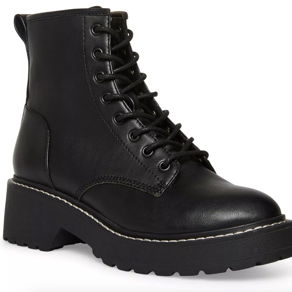 Madden Girl Shoes - Madden Girl Carra Black Platform Combat Boots Sz 6.5